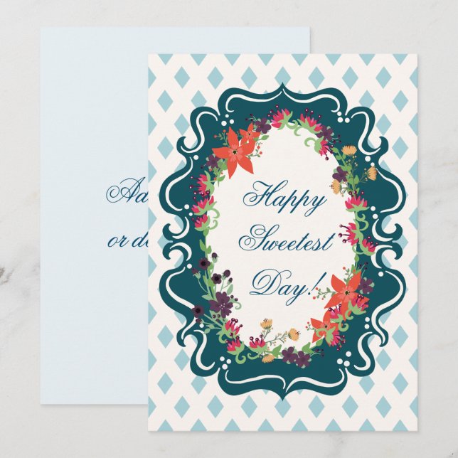 Happy Sweetest Day! Floral Border Lattice Design Invitation (Front/Back)