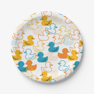 Happy Swimming a Paddling of Ducks Pattern II Paper Plate