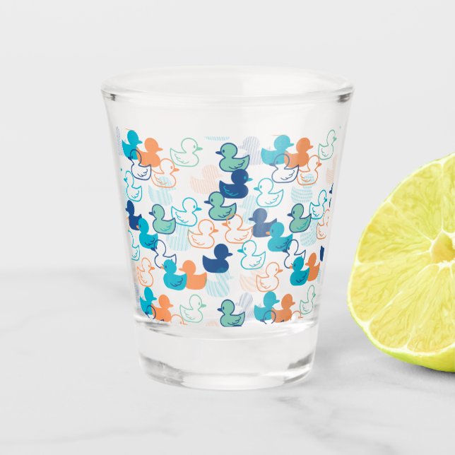 Happy Swimming a Paddling of Ducks Pattern III Shot Glass (Front)