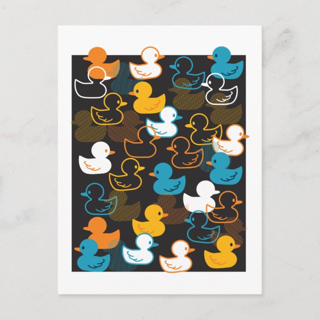 Happy Swimming a Paddling of Ducks Pattern Postcar Postcard (Front)