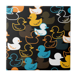 Happy Swimming a Paddling of Ducks Pattern Tile