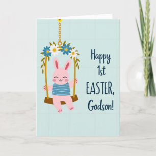 Happy Swinging Bunny Card