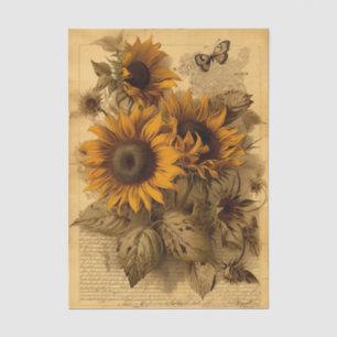 Happy Swirling Sunflowers, Butterflies and Script Tissue Paper
