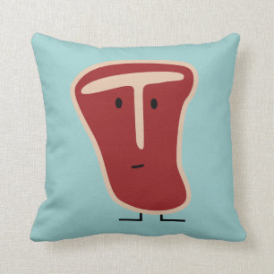 Happy T-bone steak Throw Pillow