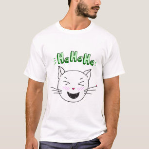 Happy T-shirt. customised smiling happy cat. Haha T-Shirt
