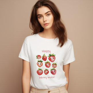 Happy t-shirt fraise pour femmes