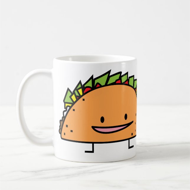 Happy Taco corn shell beef meat salsa Mexican food Coffee Mug (Left)
