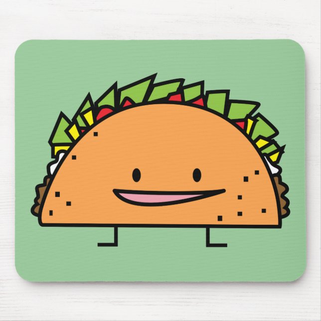 Happy Taco corn shell beef meat salsa Mexican food Mouse Pad (Front)