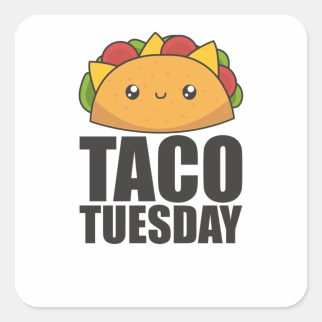Happy Taco Tuesday - Mexican Food Square Sticker (Front)
