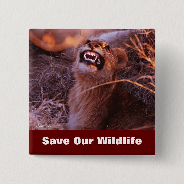 Happy Tau Save Our Wildlife 2 Inch Square Button (Front)