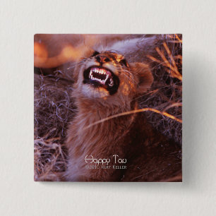Happy Tau, Smiling Lion Cub 2 Inch Square Button