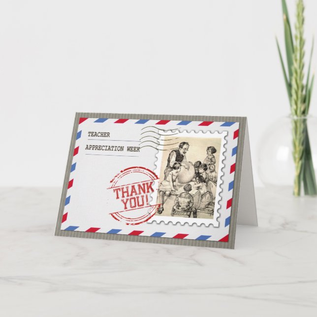 Happy Teacher Appreciation Week Vintage Art Card (Front)