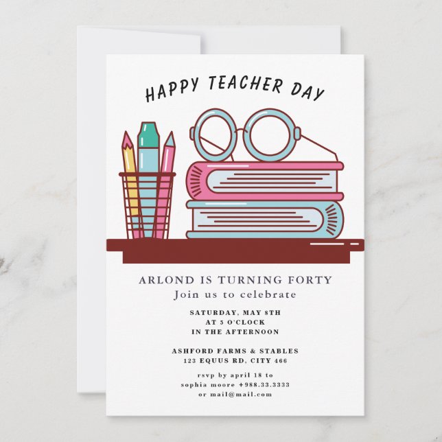 happy teacher day  Birthday Invitation (Front)