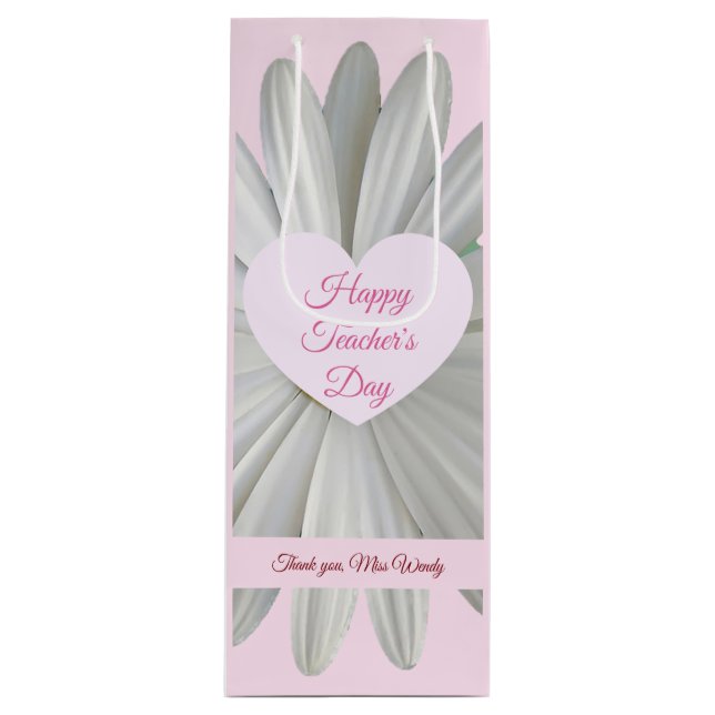 Happy Teachers Day Cadeau Sac - Pink Heart Daisy (Devant)