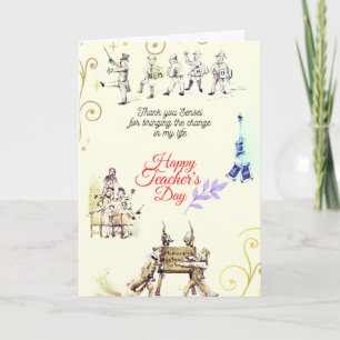 Happy Teachers Day (Festive)- Folded Greeting Card