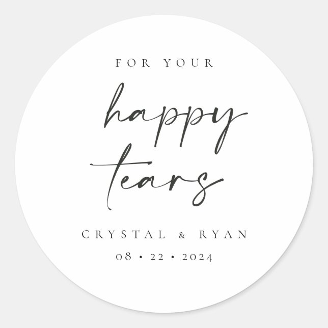 Happy Tears Wedding Tissues Favour Stickers  (Front)
