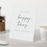 Happy Tears Wedding Tissues Pedestal Sign<br><div class="desc">Our pedestal sign is perfect to display at your wedding ceremony to offer guests a pack of tissues.</div>