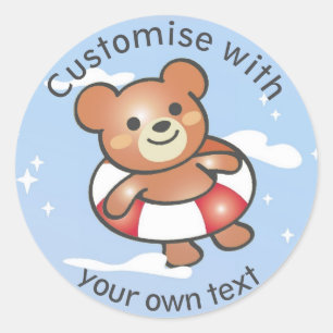 Happy Teddy Summer Holiday Pool Float Custom Classic Round Sticker