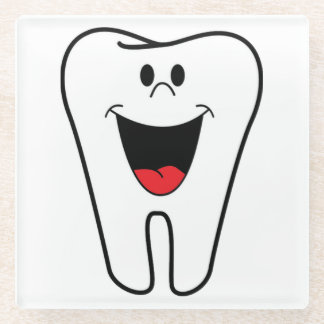 Happy teeth customizable for your Dental practice Glass Coaster