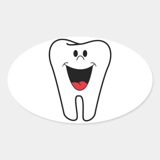 Happy teeth customizable for your Dental practice Oval Sticker (Front)