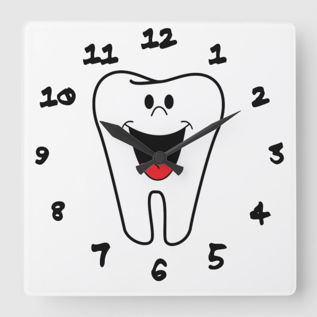 Happy teeth customizable for your Dental practice Square Wall Clock (Front)