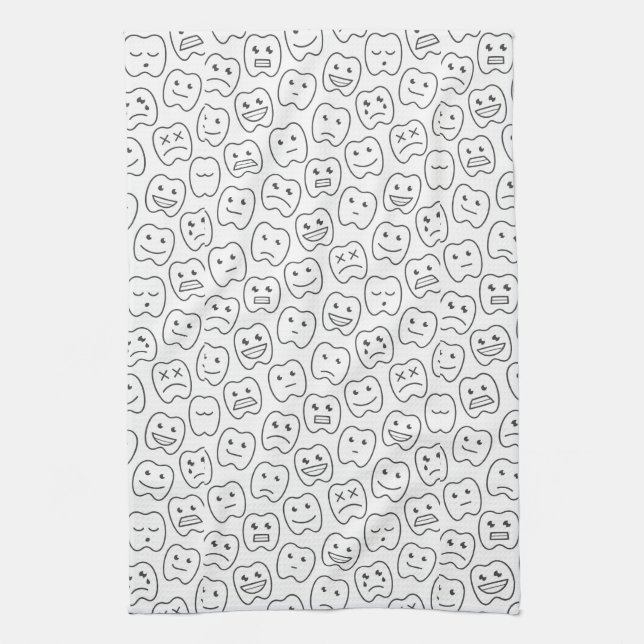 Happy Teeth Pattern Kitchen Towel (Vertical)