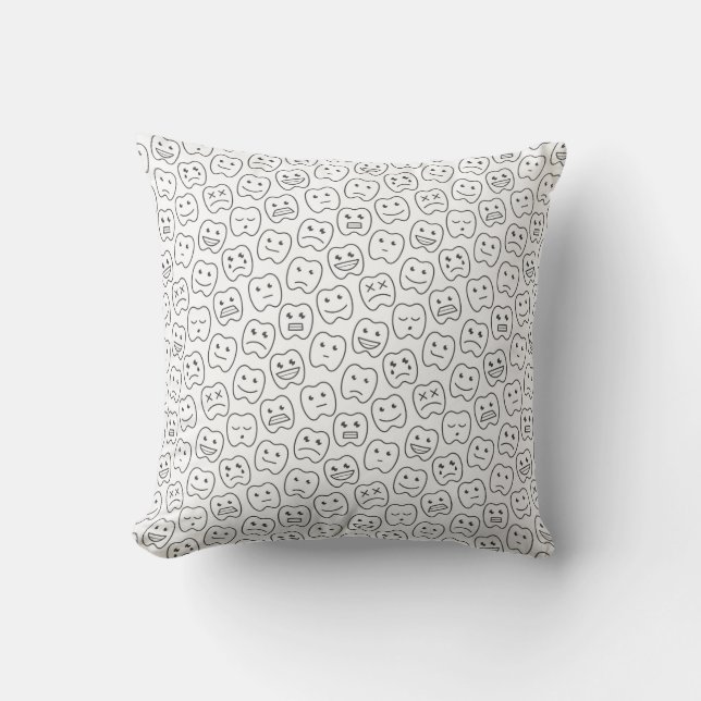 Happy Teeth Pattern Throw Pillow (Front)