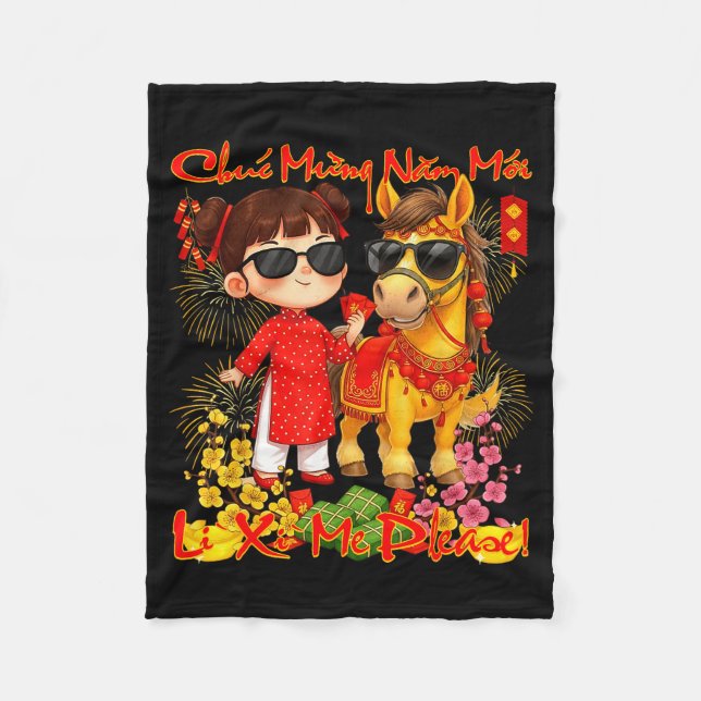 Happy Tet Chuc Mung Nam Moi 2026 Li Xi Me Please K Fleece Blanket (Front)