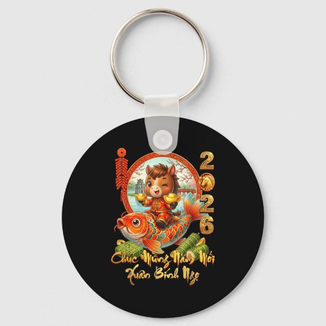 Happy Tet Chuc Mung Nam Moi 2026 Li Xi Me Please K Keychain (Front)