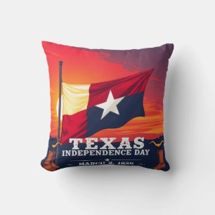 Happy Texas Independence Day 1836 Art Throw Pillow