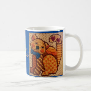 HAPPY TEXTURED CAT GOOD MORNING COFFEE MUG