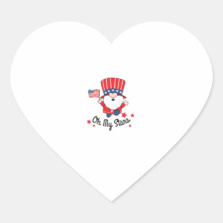 Happy th Of July  Oh my stars  Cute gnome  America Heart Sticker