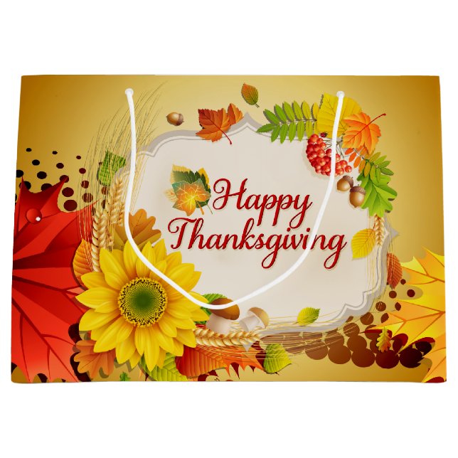 Happy Thanksgiving 13A Options Large Gift Bag (Front)