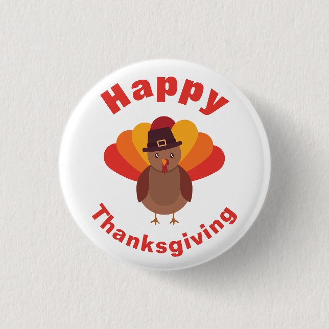 Happy Thanksgiving 1 Inch Round Button (Front)
