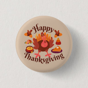 Happy Thanksgiving 1 Inch Round Button