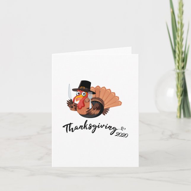 Happy Thanksgiving 2020 Funny Turkey Thanksgiving Thank You Card (Front)