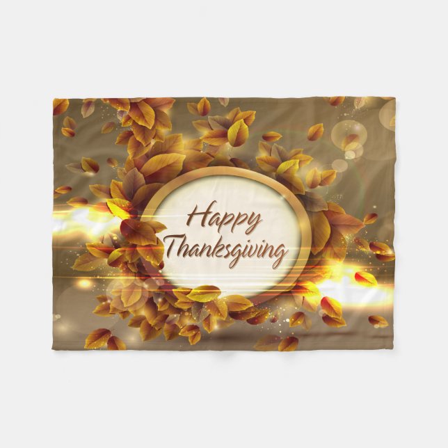Happy Thanksgiving 3 Fleece Blanket (Front (Horizontal))