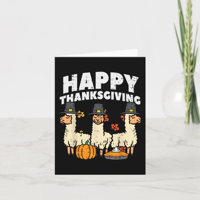 Happy Thanksgiving 3 Llama Fall Autumn Alpaca Men  Card (Front)