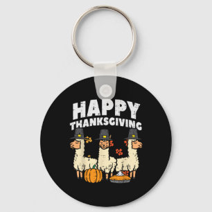 Happy Thanksgiving 3 Llama Fall Autumn Alpaca Men  Keychain