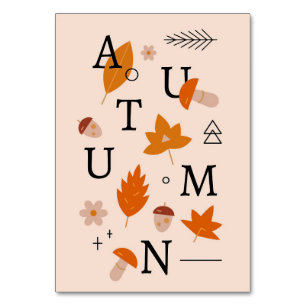 Happy Thanksgiving Autumn Alphabet Table Number