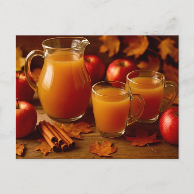 Happy Thanksgiving Autumn Apple Cider Postcard (Front)