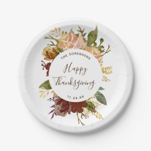 Happy Thanksgiving Autumn Bouquet Personalized Paper Plate