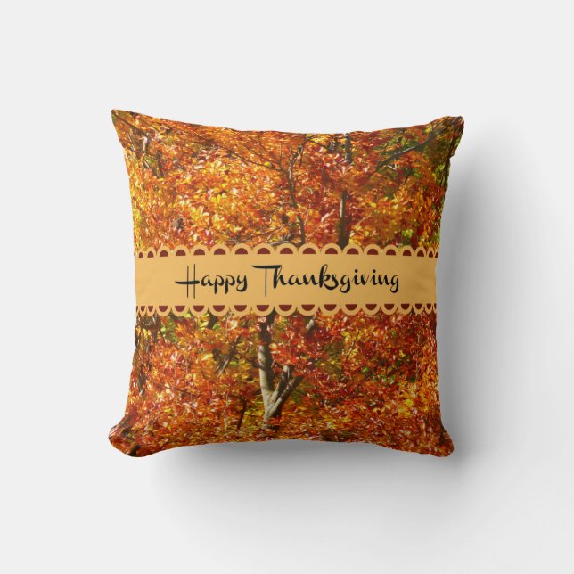 Happy Thanksgiving, Autumn Colours, Throw Pillow (Front)