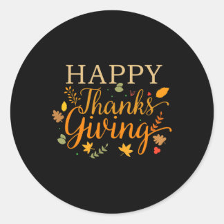 Happy Thanksgiving Autumn Fall Leaves For Holiday  Classic Round Sticker