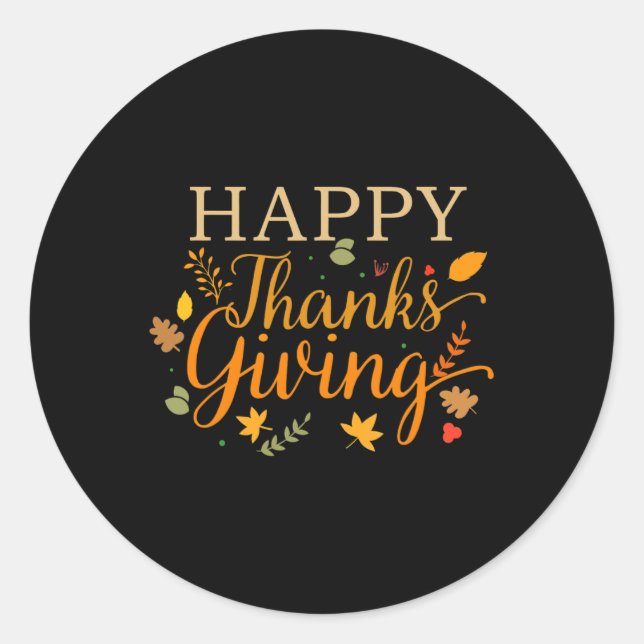 Happy Thanksgiving Autumn Fall Leaves For Holiday  Classic Round Sticker (Front)