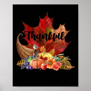 Happy Thanksgiving Autumn Fall Maple Leaves Thankf Poster