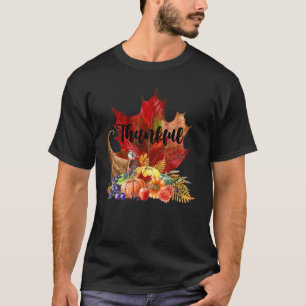Happy Thanksgiving Autumn Fall Maple Leaves Thankf T-Shirt