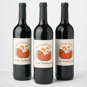 Happy Thanksgiving Autumn Greeting Wine Label