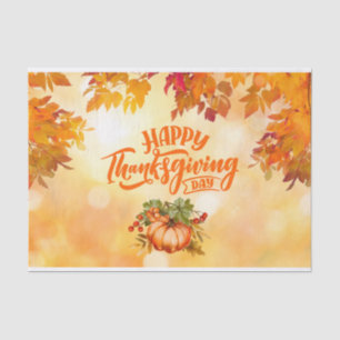 Happy Thanksgiving Autumn Leaves and Pumpkin  Tissue Paper
