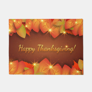 Happy Thanksgiving Autumn Leaves Holiday Doormat